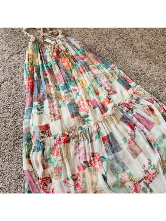 NEW Anthropologie Chiffon Shift Midi Dress Floral Sleeveless Beach Size XXSmall - Picture 3 of 12